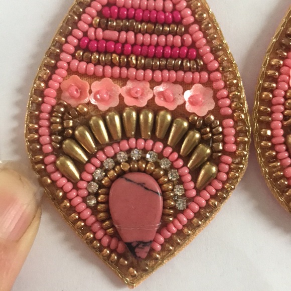 Pink Boho Seed Bead Earrings - Picture 4 of 10